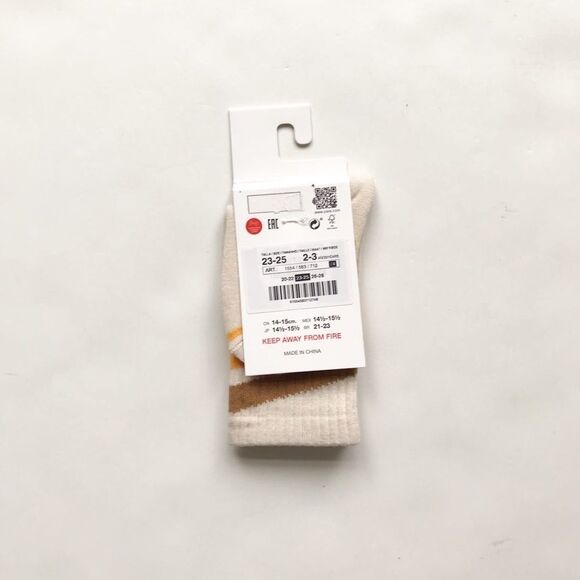 Zara NWT neutral stripe socks 12-24 months/2-3T/4-5T - Picture 8 of 8